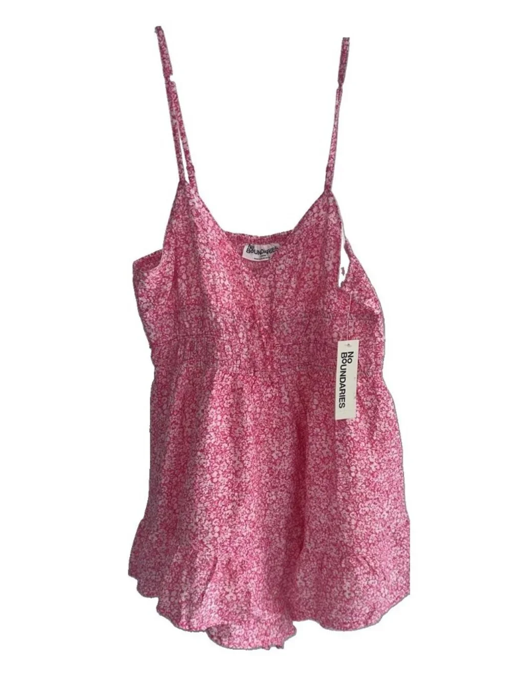 NWT No Boundaries Ruffle Romper W/ Skirt Sz L Pink Floral Twee Babydoll
